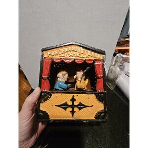 Punch and Judy Vintage Cast Iron Mechanical Coin Bank